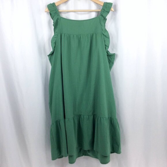 Universal Thread Green Flutter Sleeve Button Down Tiered Dress Women's Size 2X - Picture 5 of 8